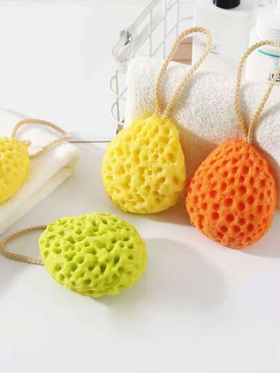 1pc Honeycomb Bath Sponge, Soft Exfoliating Shower Scrubber, Rich Lather, Suitable For Delicate Skin, Unisex