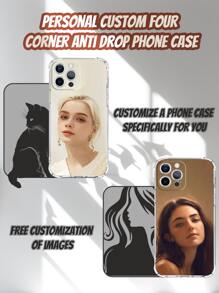 1pc Customized TPU Transparent Corner Shockproof Phone Case Cute,Colorful,Stylish,Kawaii Custom,Personalized,Unique,Customized Ideal Gifts For Him,Ideal Gifts For Her Boyfriend,Girlfriend,Family,Friends,Grandparents,Couple,Pet Lovers For Anniversaries,For Birthdays,For Graduation,For Weddings,For Prom,For Mother's Day,For Father's Day