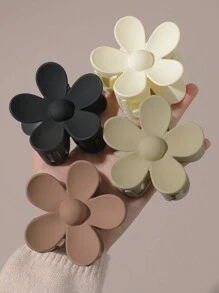 4/3/1 件纯色复古经典时尚简约花朵大号发夹，花朵设计。简约、时尚、复古、百搭的发饰，可以提升您的日常造型，适合日常使用，淋浴、清洁、化妆、发型设计和服装搭配。发夹，爪夹，发夹，发夹