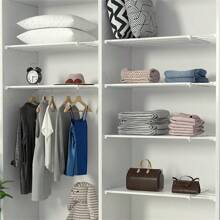 Adjustable Closet Organizer Storage Shelf Space-Saving Kitchen Wardrobe Shelves Holders Smart Shelf 53 To 90 Cm White Extendable Width - 白色 - 查看 6