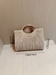 1 pieza Bolso de embrague de noche con cristales de lujo y brillantes para fiesta formal, baile de graduación, boda, bolso perfecto para fiesta, cena/banquete, que combina con vestidos de fiesta, de noche y de lentejuelas - Dorado - Ver 5