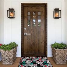 Skull Doormat Felt Front Door Mat With Anti-Slip Rubber Back Colorful Flower Skull Floor Mat Rug For Halloween Home Office Indoor Kitchen Decor - Multicolor - View 2