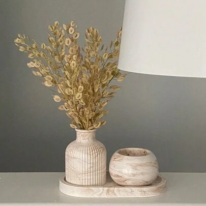 Bộ 3 lọ hoa, khay hình bầu dục, lọ đựng đồ khuôn silicon dùng để làm đồ thủ công bằng nhựa, thạch cao, xi măng DIY trang trí nhà cửa