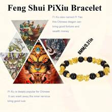 1 Peça pulseira de contas de Pixiu, Deus da Riqueza, 8mm, Boa Sorte, Joia Masculina, Adequada Tanto para Homens quanto para Mulheres, Pulseira de Contas de Pedra Natural de Pixiu da Sorte, Adequada para Todos os Tipos de Festa, Moda Diária, Decoração