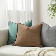 1 chiếc (Không có ruột gối) Vỏ gối ôm họa tiết xương cá jacquard nhung màu trơn, thích hợp cho mọi mùa, gối trang trí sofa, gối tựa lưng giường, quán cà phê, đồ nội thất mềm mại kiểu nông trại - Cà phê nâu - Xem 7