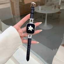 1 件钻石闪亮金属装饰精美珠宝时尚优雅纤薄皮革链接环兼容 表带适合女式运动黑银色薄款 38 毫米 40 毫米 41 毫米 42 毫米 44 毫米 45 毫米 46 毫米 49 毫米，适用于 表带系列 Ultra S10 9/8/7/6/5/4/3/2/1 SE - 黑色 - 查看 1