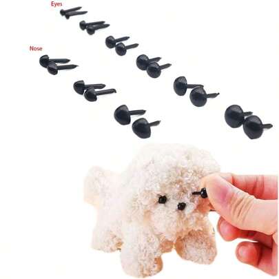 200 Peças Olhos e Narizes de Plástico de 3/4/5/6/7/8 mm para Confecção de Bonecos de Urso, Animais, Marionetes, Artesanato DIY, Ferramenta de Feltro, Acessórios