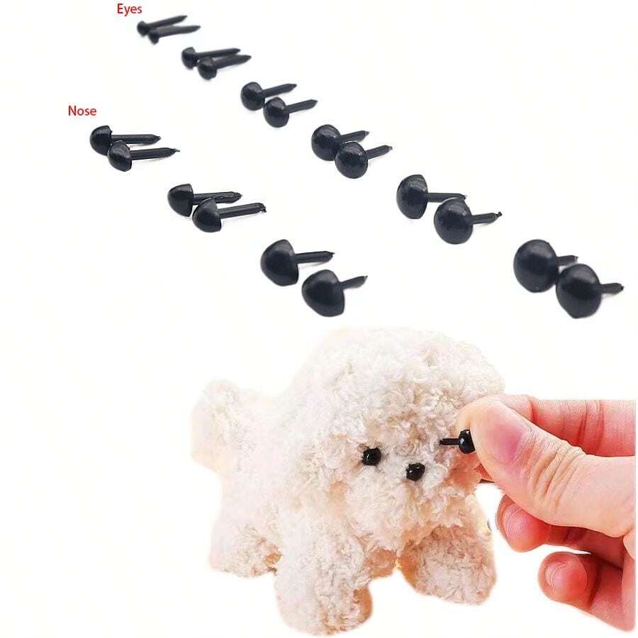 200pcs 3/4/5/6/7/8 Mm Plastic Eyes Eyeballs And Nose For Bear Animal Doll Making Puppet DIY Crafts Felting Tool Accessories - Black - View 1