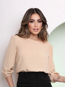 Women Blouses - 卡其色 - 查看 1