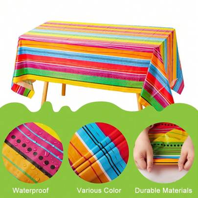 1 Pieza de Mantel mexicano para decoración de fiesta de taco, fiesta de cumpleaños y suministros de fiesta con tema mexicano, 54 X 108 Pulgadas, Manteles desechables