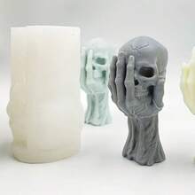 1 件万圣节骷髅硅胶模具，3D 翻糖模具，适用于 DIY 布丁、巧克力、糖果、甜点、软糖、手工皂、香薰蜡烛、石膏、聚合物粘土、冰块、烘焙用具、蛋糕装饰用品、烘焙用品、厨房用品、万圣节装饰、万圣节派对礼品、万圣节派对用品、万圣节、万圣节装饰、万圣节装饰品、万圣节家居、万圣节派对、万圣节派对 - 白色 - 查看 6