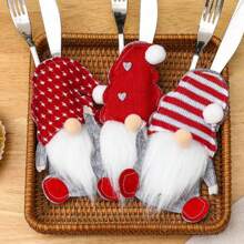 3 件/6 件圣诞餐具架套装，圣诞餐具架瑞典圣诞老人侏儒银器架刀叉袋适用于圣诞新年派对餐桌装饰饰品，圣诞节 - 彩色 - 查看 8