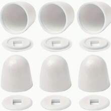 6pcs White Round Universal Toilet Bolt Covers, Pushed-In Style Toilet Bolt Caps With Extra Washers For Easy Installation - White - View 1