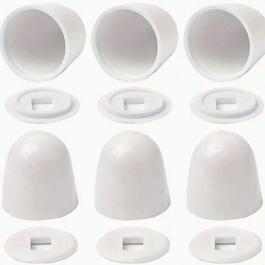 6pcs White Round Universal Toilet Bolt Covers, Pushed-In Style Toilet Bolt Caps With Extra Washers For Easy Installation - White - View 1
