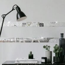 10Pcs DIY Mirror Stickers Removable Adhesive Wall Stickers Decals Geometric Greek Key Pattern For Home Decor Art Room Bedroom Background Decoration - Multicolor - View 8