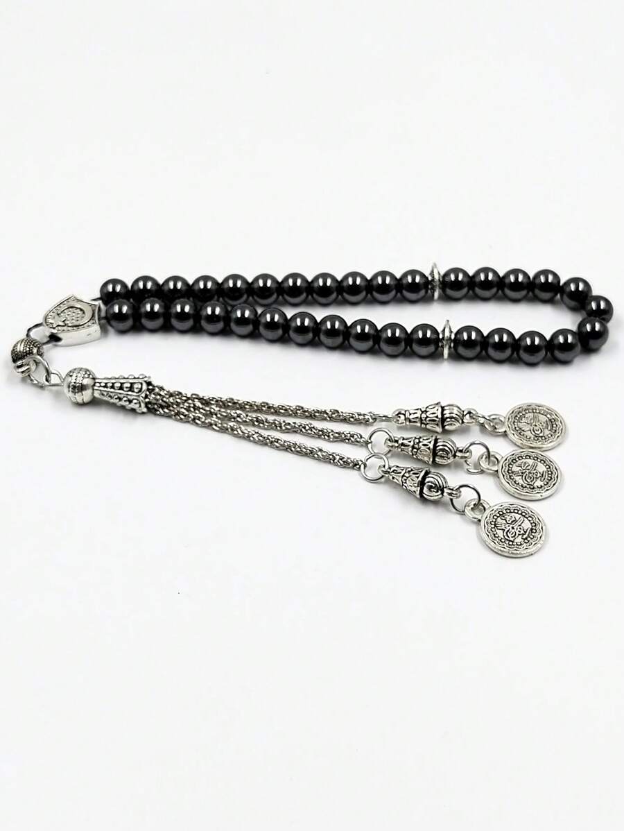 Tasbih Natural Hematite Beaded Bracelets 33prayer Beads Islamic Bracelet Ramadan Gift Pocket Misbaha Eid Accessory