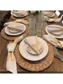 1 pieza Abanico de papel plegable, abanico de mano liso para decoración de fiesta, arte de abanicos DIY - Blanco - Ver 2