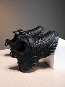 儿童黑色户外跑步鞋，男童休闲运动鞋 - 黑色 - 查看 6