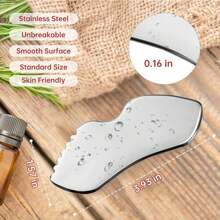1pc Stainless Steel Gua Sha Facial Tools Metal Detail Gua Sha Stone Body Lymphatic Drainage Massager Face Guasha Face Sculpting Tool Skin Care - Multicolor - View 6