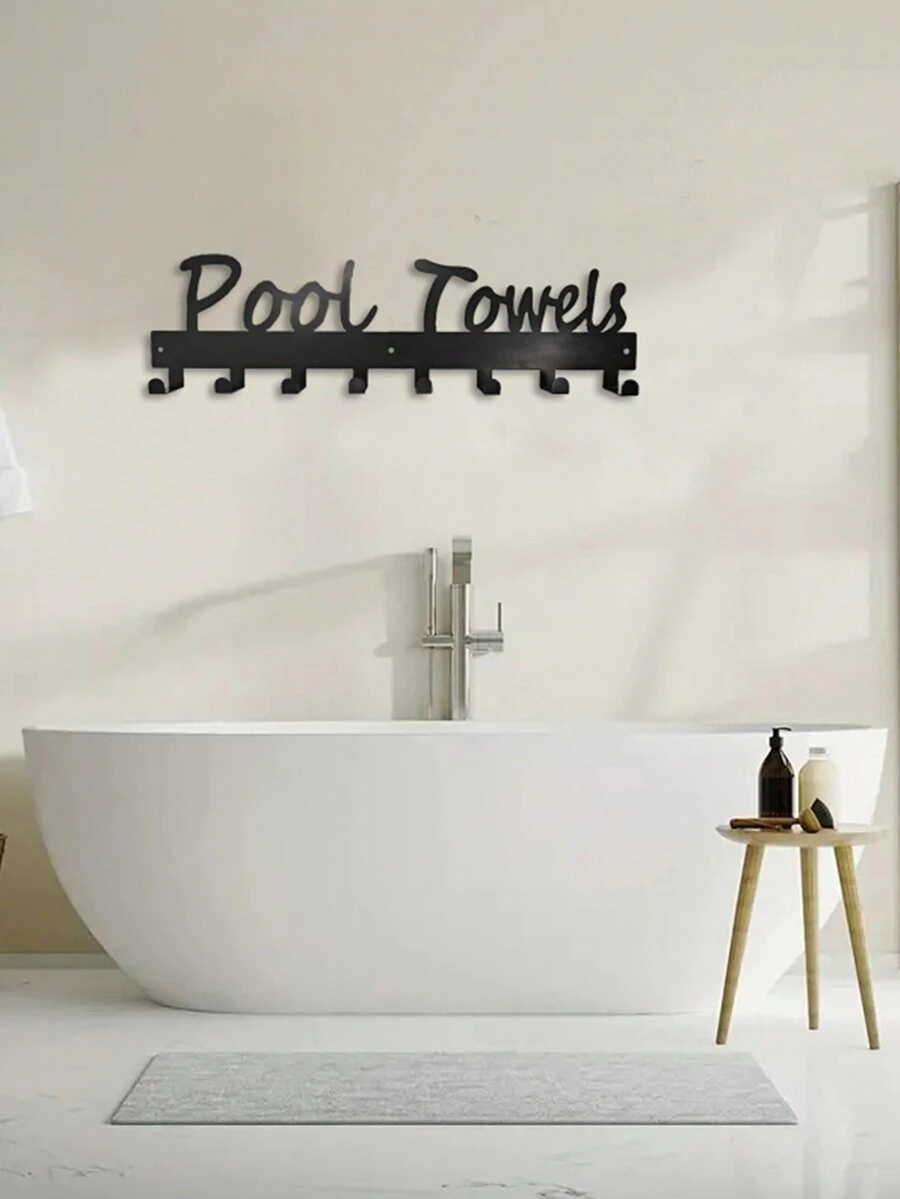 1 件壁挂式钥匙扣，金属衣架，带挂钩的铁衣架，多功能无痕免打孔挂钩，壁挂式收纳架，创意拇指挂钩，壁挂式甜蜜家居收纳架装饰，钥匙扣，壁挂式挂钩，可放置钥匙、毛巾、雨伞、帽子装饰收纳架，金属壁挂式架子，包袋，墙壁装饰，美学房间装饰，泳池塔图案 - 黑色 - 查看 1