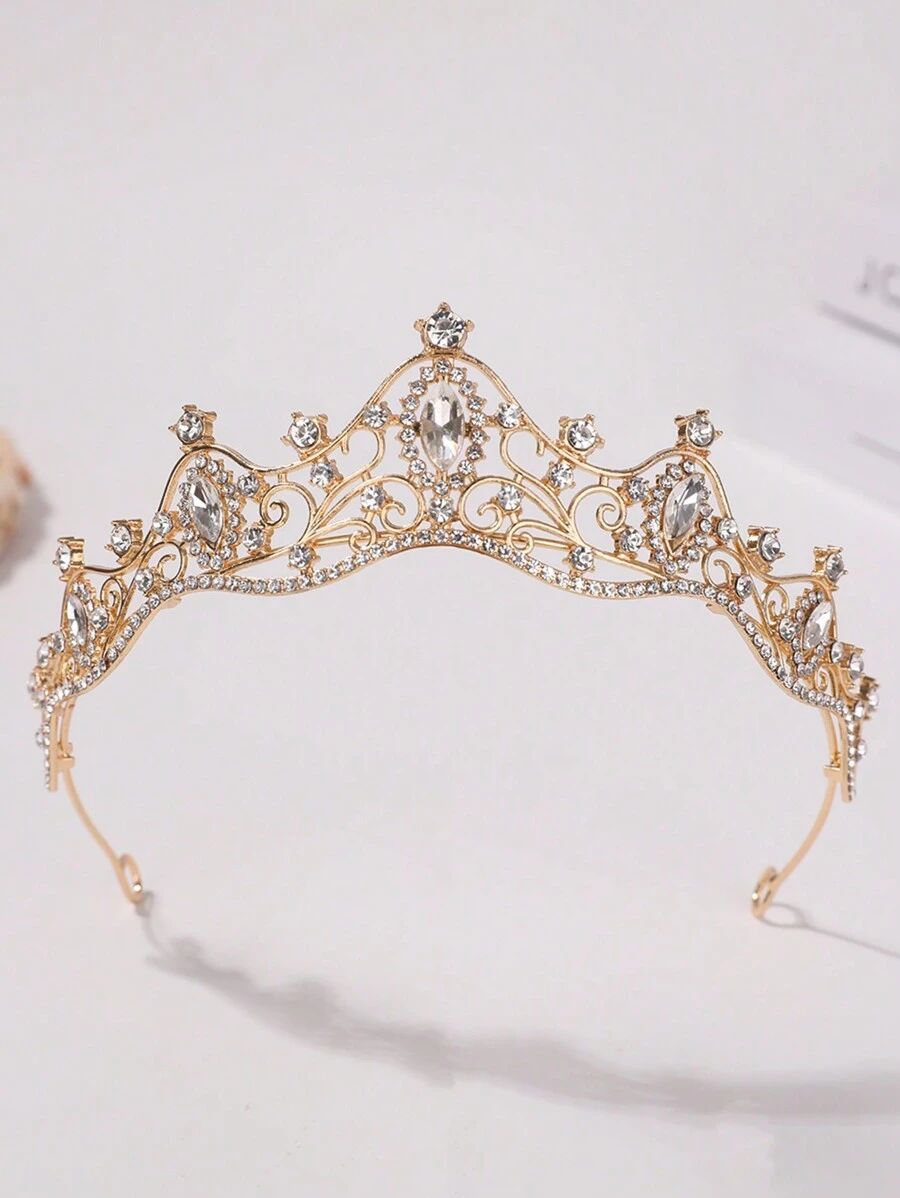 1pc Fashionable Women Princess Crown Rhinestone Embellished Birthday Party Hair Hoop Tiara Hair Garland Costume Crown, Tiara Crown, Wedding, Bridesmaids Gifts, Hair Accessories, Head Accessories
