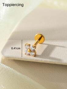 Toppiercing 1pc G23 Titanium Piercing Jewelry Cubic Zirconia Flower Push Pin Threadless Flat Back Cartilage Helix Lobe Earring Stud Labret Lip Nail For Women Valentines,Mom,Mother,Mother's Day,Gift - 1pc - View 7