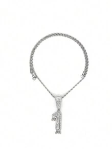 1PC Iced Fashion Drip Oil Arabic Digital Pendant Necklace With 20 Inch Stainless Steel Fried Dough Twists Chain Luxury Hip Hop Neck Jewelry - Number - View 19