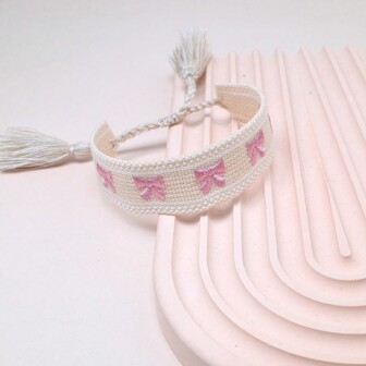 1 יחידה בעבודת יד רקום קשת רקום צמה בסגנון בוהמי, מתאים למשפחה, חברים, סטודנטים כמתנה לחג, מסיבה, נסיעות, לבוש יומיומי