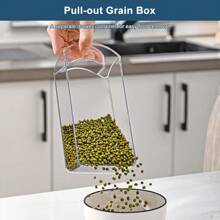Rice Dispenser Container Cereal Box Dry Food Grain Storage Button Push Kitchen - White - View 9