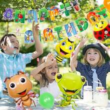 全新昆虫动物设计瓢虫青蛙蜗牛蜜蜂螳螂大黄蜂蚂蚁铝箔气球，昆虫主题生日派对装饰金属气球 - 彩色 - 查看 4