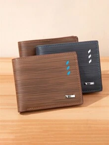 1pc Men's Slim PU Leather Short Wallet Money Clip Multi-Card Card Holder Purse Stitching Horizontal Wallet Coin Purse Gift For Men - Multicolor - View 12