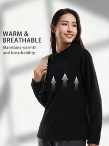 TECTOP Women's Fall And Winter Outdoor Climbing Double-Sided Padded Long-Sleeved T-Shirt Bottoming Shirt Warm Windproof Soft Stretch Half-High Collar