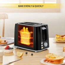 Aigostar 2 Slice Toaster, 750W Low Wattage Toaster Black, 7 Variable Browning Settings, Defrost, Reheat And Cancel Functions, Auto Shut-Off - UK Plug(220-240V) - View 7
