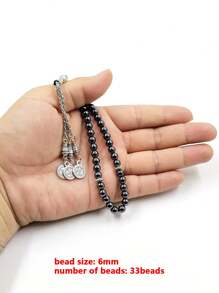 Tasbih Natural Hematite Beaded Bracelets 33prayer Beads Islamic Bracelet Ramadan Gift Pocket Misbaha Eid Accessory