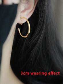 2 件装独特设计可旋转简约金色环状夹式耳环，适合无耳洞的女士 - 圓圈 - 查看 16