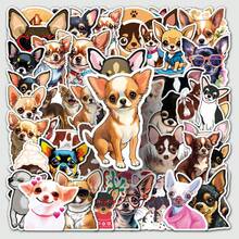 50 piezas de calcomanías impermeables con diseño de perros chihuahua lindos, pegatinas/calcomanías/carteles de mascotas de dibujos animados, calcomanías de bocetos dibujados a mano, calcomanías hechas a mano creativas, calcomanías de moda y amor, para decorar teléfono/computadora portátil/tableta/reloj/monopatín/regalos/motocicleta/refrigerador/autos - Marrón Chocolate - Ver 1