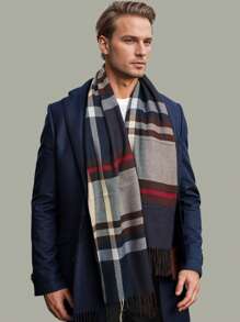 1 Stück Herren einfarbiger Schal mit Quasten, vielseitiger langer Umhang Schal für Winteroutfits, Anzug Accessoire und Geschenk - Verschiedenfarbig - Übersicht 9