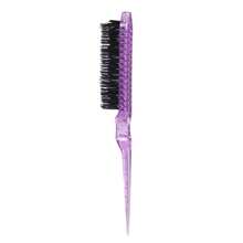 1 pezzo Spazzola per capelli in plastica, spazzola per acconciatura, pettine per lisciare i capelli, pettine per pettinatura di precisione adatto per le donne, spazzola per capelli/pettine, spazzola per capelli in nylon a tre file, utilizzata per la cura del retro, arricciatura delle radici per aumentare il volume dei capelli e la cura dei capelli, massaggio del cuoio capelluto, spazzola per capelli, pettine, strumenti per capelli, prodotti e accessori per capelli per barbieri, saloni di bellezza, articoli essenziali da viaggio, articoli essenziali per il ritorno a scuola, articoli essenziali per le vacanze, accessori per capelli per le donne