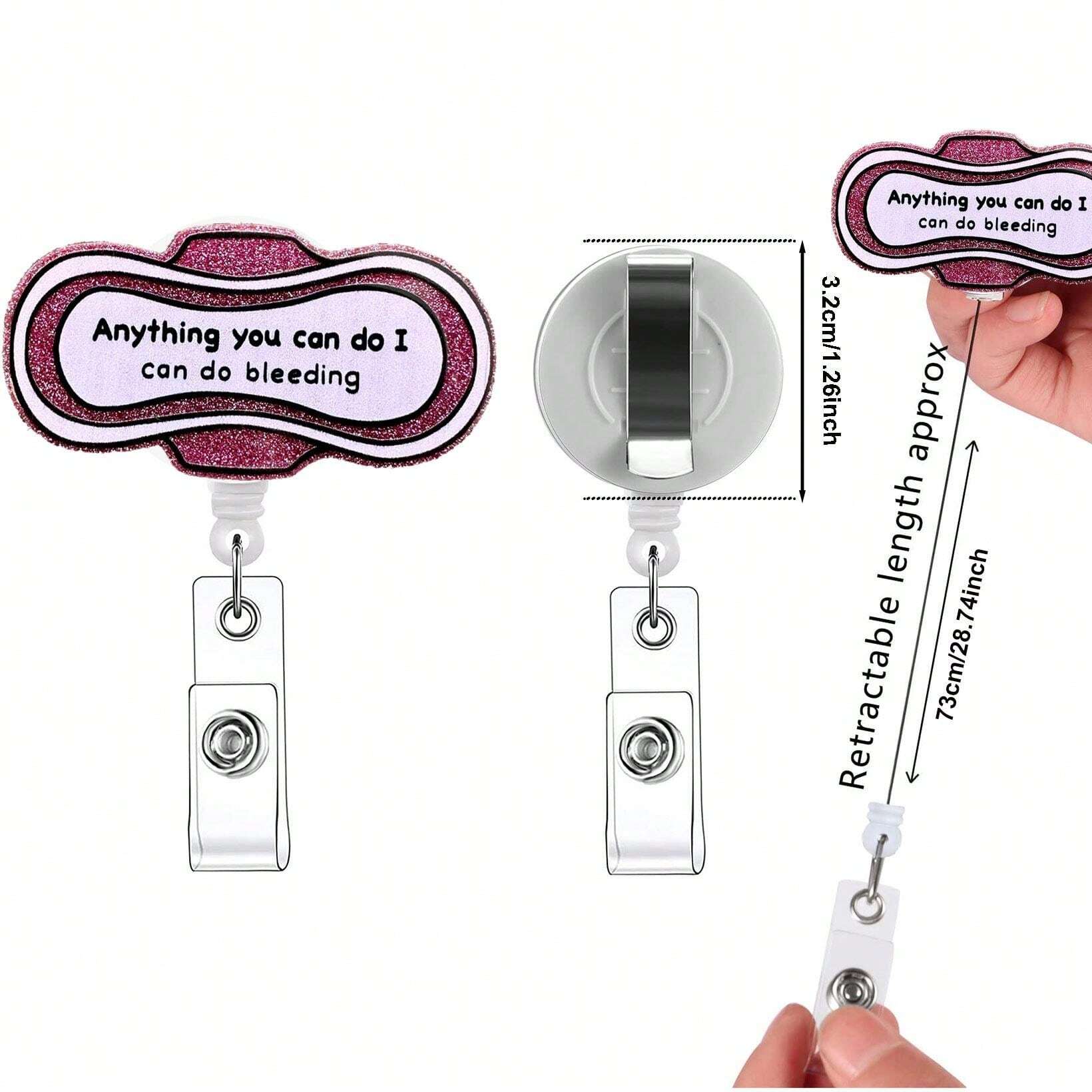 「私にもできる、あなたのできることも」と言うバッジ付き 伸縮式IDカードホルダー、ナース、仕事、オフィスワーカー向け SHEIN JAPAN