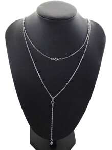 1pc Sexy Y-Shape Rhinestone Decor Pendant Necklace For Women - CP-c05 Double-layer Rhinestone Y-shaped Necklace - View 6