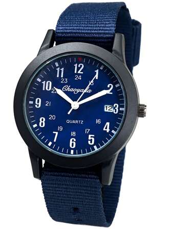 1 pièce Montre avec bracelet nylon tressé, échelle numérique sur 24 heures avec affichage de la date, montre à quartz étanche, cadeau d'apprentissage de l'heure pour garçons et filles, étudiants