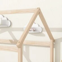 Twin House Bed With Guardrails, Slats, Natural - 自然+美式設計+松木+臥室+雙人床+床架+松木+實木 - 查看 4