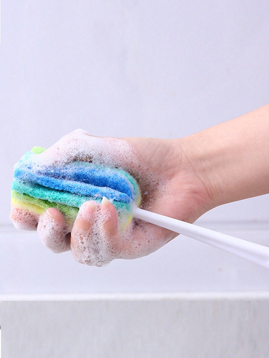 Cleaning Bottle Sponge Brush With Long Handle Scouring Pad Scrub