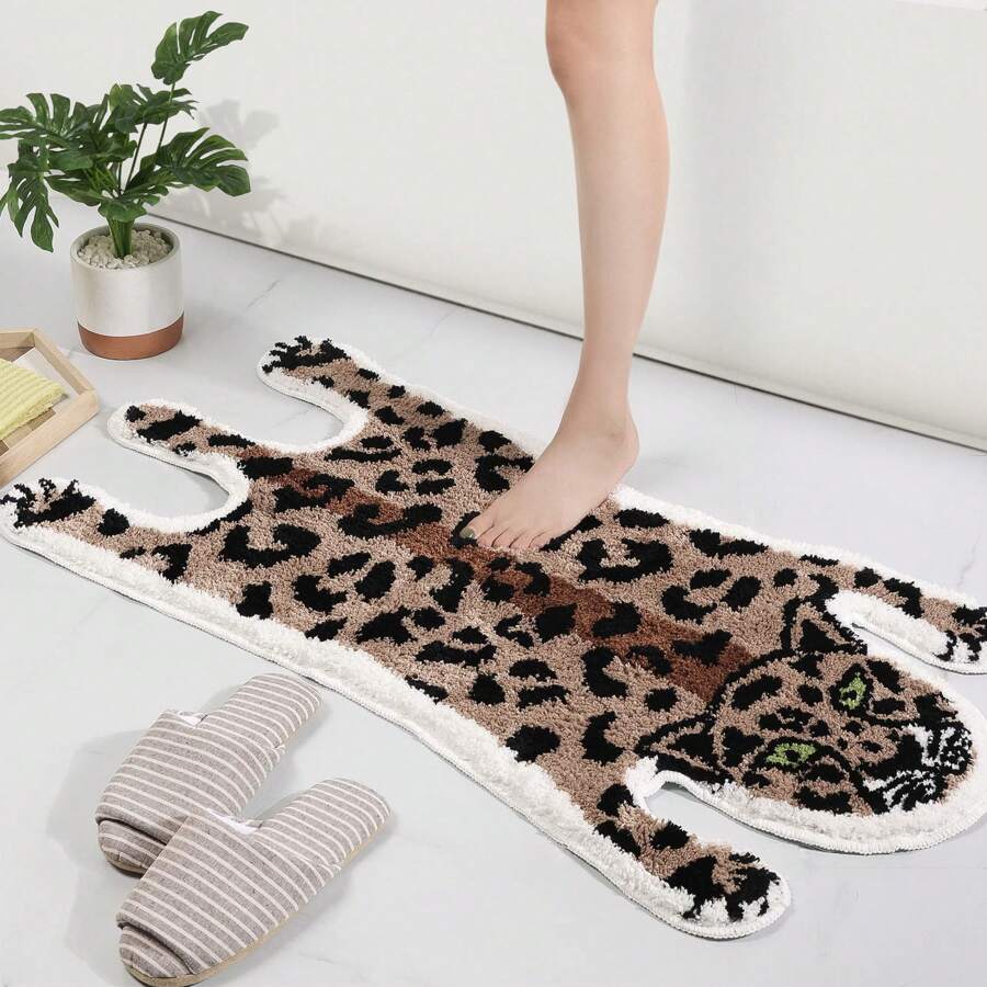 DeramHy home DeramHy Home 1 Stück süßer Tiger Badteppich für das Badezimmer, süßer Tiger Cartoon Badteppich rutschfest, saugfähiger Badeteppich in Tierform, Badezimmer Plüsch Duschvorleger, Badezimmer Bodenbelag, Outdoor Teppich, Türmatte, Sommer Badezimmer Zubehör, Schule Neuanfang