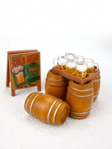 1 pieza Modelo en miniatura de barril de cerveza de madera a escala 1:12, decoración de casa de muñecas, prop fotográfico, ornamento de paisaje micro