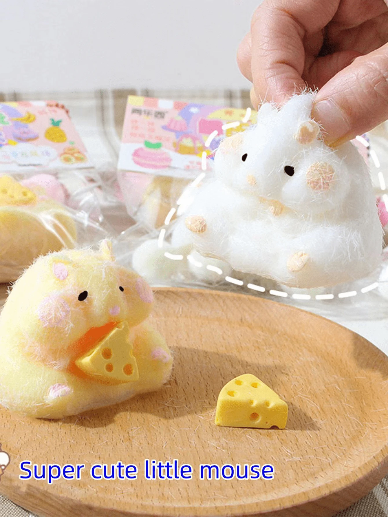 2pcs Simulation Plush Hamster Squeezing Music Super Soft Decompression And Venting Toys Birthday Gifts Small Gifts - Multicolor - View 1