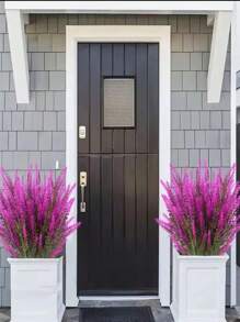 10 件人造植物，抗紫外线假绿植，适用于户外家居装饰，高品质抗氧化波士顿蕨类植物，触感真实，适用于厨房/房间、墙壁装饰室内/室外悬挂花盆、春夏花园庭院装饰、万圣节装饰、假花家居装饰、母亲节装饰、节日装饰、情人节 - 粉紅紫 - 查看 4