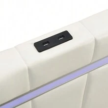 83inch X 64.6inch Queen Floating Bed Frame With LED Lights And USB Charging Modern Upholstered Platform LED Bed Frame, Multiple Light Color Adjustments White - trắng - Xem 8