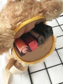 1 件（11.4 英寸 * 3.9 英寸 * 3.9 英寸）无法容纳手机，可用作口红盒、耳机盒、装饰包、独特形状的包、可爱又奇特的礼物、流行的毛绒棕熊形状斜挎包 - 卡其色 - 查看 4