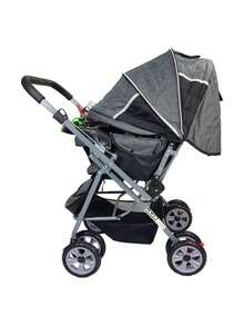 Carriola Reversible con Charola 3 Posiciones de Reclinado Toldo Plegable - Gris - Ver 5